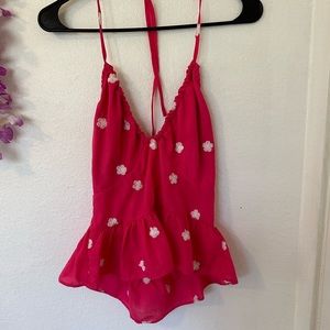Pink halter tank top